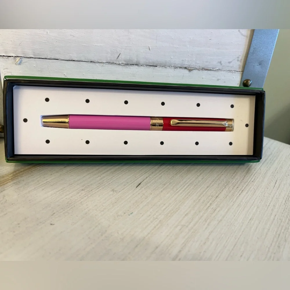 Kate Spade Red & Pink Color-block  Ballpoint Pen in Gift Box NWT